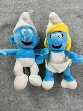 smurfs plush set papa smurf smurfette stuffed toys 2024 peyo lot